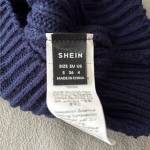 SHEIN Deep Blue Cowl Neck Sweater